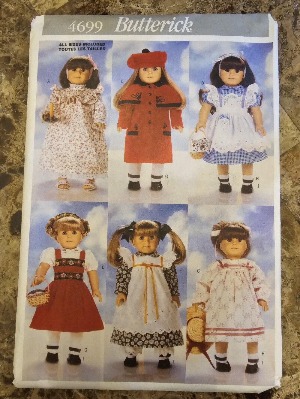 UNCUT Butterick Pattern 4699 Doll Clothes For 18" Dolls New Old Stock